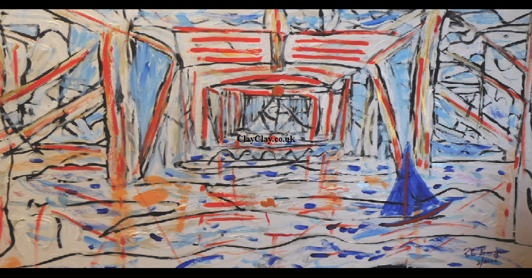 'Under Sandown pier' Acrylic on foam board 50 by 40cm size by BB Bango   �65