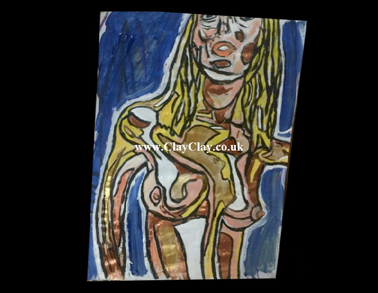 ‘Abstract Jo 2’ by BB Bango. Acrylic on paper in  clip frame.  29*19cm £50. On display Bembridge shop. Also postcards available. This picture painted 20th April 2013 is based on an ‘EspadaRolls’ Glamour model photo shoot for the ‘Tacky..... Original Music’ music videos.