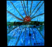 BB Bango Northern Sun over Lymington Harbour 60*60cm Oil on Canvas. On display Lymington �80