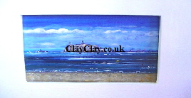 One of a 'Sand and St Helens Fort' views on 18*14cm Canvas and Wide White frame. Mike Miller Seaview Based Artist in many mediums onto canvas, card and terracotta. On display in Bembridge shop. �800