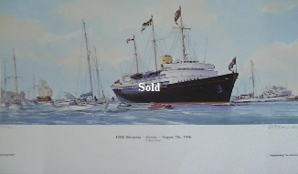 'HM Britannia  off Cowes 1996' Signed limited edition Print by MG Pearson.  Unframed 47*28cm �50. On display ClayClay shop. Postcard also Available.