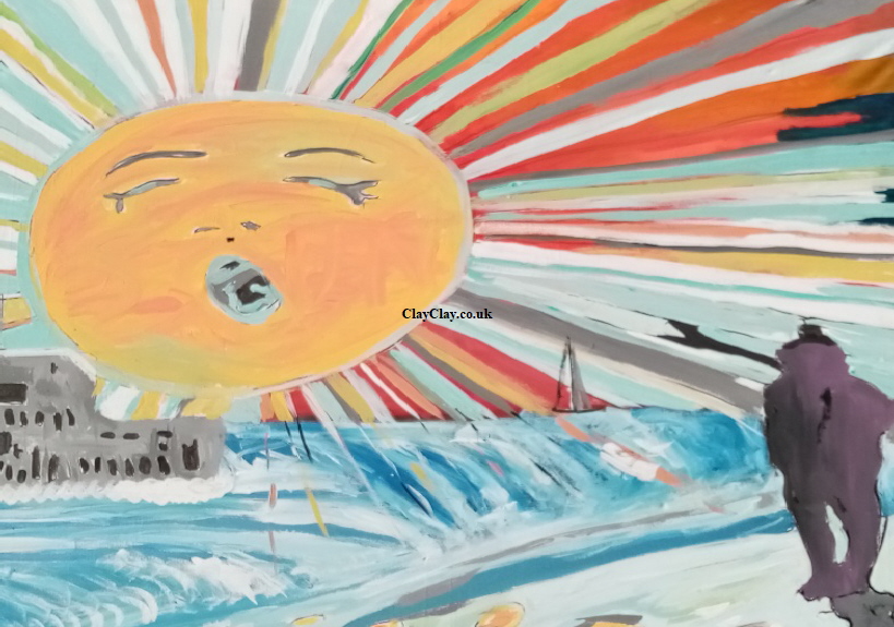 Sun Covid' Acrylic on canvas 40 by 30" size by BB Bango   �125