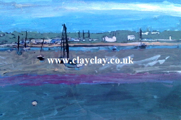 'Bembridge Harbour June 1st 2013' by BB Bango. One of a selection of A4 sized acrylic on paper and framed original photo based paintings �40. On display Bembridge shop. Also postcards available. This picture was painted 1st June 2013 .