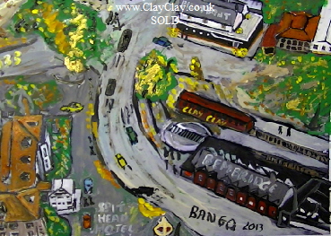 'From the Air Bembridge Spithead Hotel 1933' by BB Bango. One of a selection of A4 sized acrylic on paper and framed original photo based paintings �40. On display Bembridge shop. Also postcards available. This picture was painted late May 2013 .