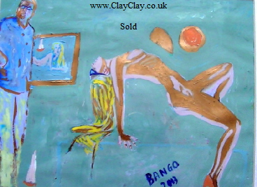 'Blue Nude' by BB Bango. One of a selection of A4 sized acrylic on paper and framed original photo based paintings SOLD. On display Bembridge shop. Also postcards available. This picture was painted late May 2013 .