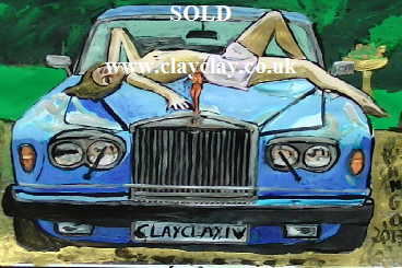 'Model on Rolls' by BB Bango. One of a selection of A4 sized acrylic on paper and framed original photo based paintings SOLD. Also postcards available. This picture was painted late May 2013 .