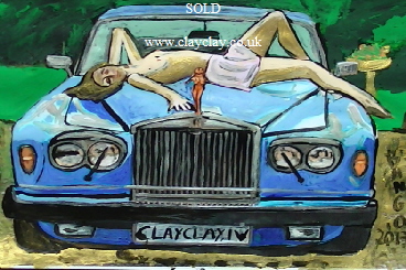 'Model on Rolls' by BB Bango. One of a selection of A4 sized acrylic on paper and framed original photo based paintings SOLD. Also postcards available. This picture was painted late May 2013 .