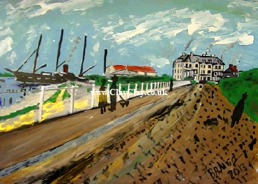 'Early 1900s Spithead Hotel Bembridge ' by BB Bango. One of a selection of A4 sized acrylic on paper and framed original photo based paintings �40. On display Bembridge shop. Also postcards available. This picture was painted late May 2013 .