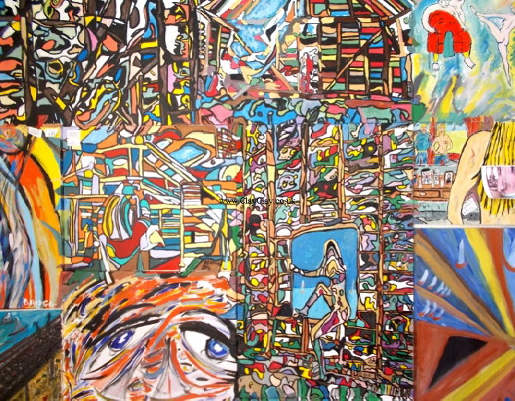 'BarnartBango'   Massive compilation Painting by BB Bango on 10 canvases in acrylic 60" by 48" £425 On display Bembridge shop