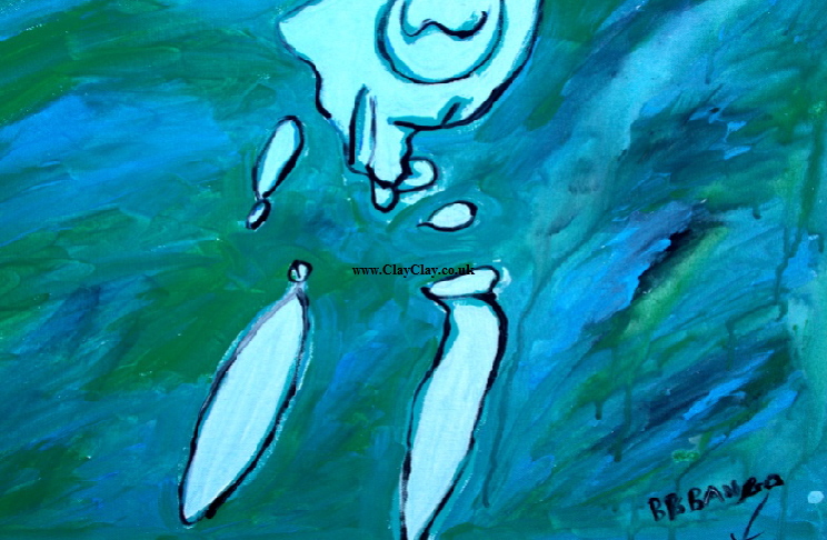 'Dancer Turquoise'  by  BB Bango Acrylic 22*18"  on canvas board £75. On display Bembridge Shop