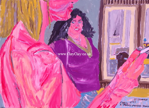 'A break at a nude model shoot'  Painting by BB Bango in acrylic on canvas 40" by 32"  canvass £150.