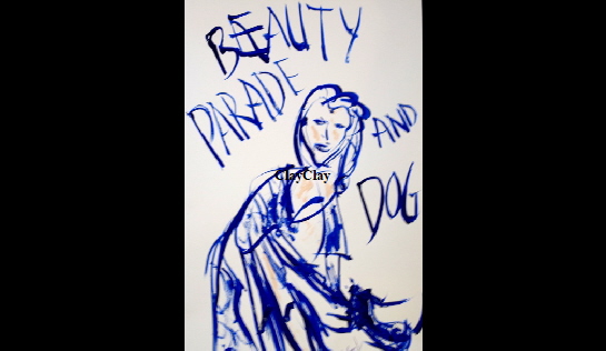 'Beauty Parade and dog' Acrylic on paper A3 size by BB Bango   £65