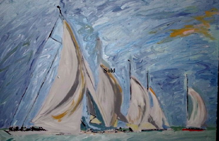 'J Class2' by BB Bango. Acrylic on canvas   36*24 inches Sold.  Also postcards available. This picture painted 4th May 2015 .  
