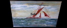 One of a 'Sail on Solent' views on 20*20cm Terracotta Tile. Mike Miller Seaview Based Artist in many mediums onto canvas, card and terracotta. On display in Bembridge shop. £50