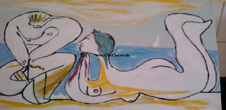 La Plage (after Picasso) by Bango 60 by 40cm acrylic on canvas �90 On display ClayClay shop
