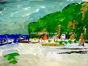 'Bembridge Beach' by BB Bango. One of a selection of A4 sized acrylic on paper and framed original photo based paintings £15. On display Bembridge shop. Also postcards available. This picture was painted mid May 2013 .
