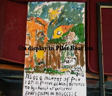 EU Brussels UKIP Referendum based on 1997 Matt Cartoon in Daily Express by BB Bango Framed Acrylic on paper. Now in Pilot Boat Inn, Bembridge IW