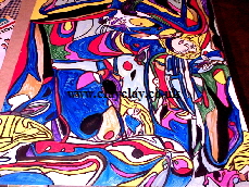 'SpinArt 5 Nudes' B - 4 ways of looking at the picture - the right way, upside down or each side' by M Hunt aka BB Bango. �400 70*50cm Acrylic on paper framed.. This picture was painted September 6th 2013  and is also on the SaatchiOnline.com web site www.at $500.