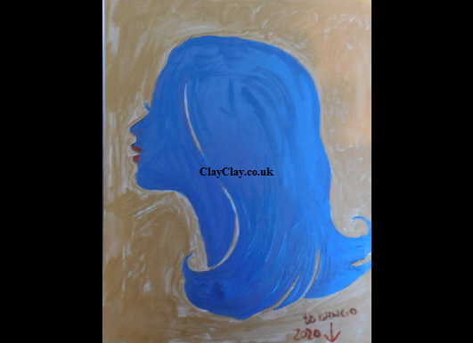 'Blue silhouette 1' Acrylic on paper A4 size by BB Bango   �45