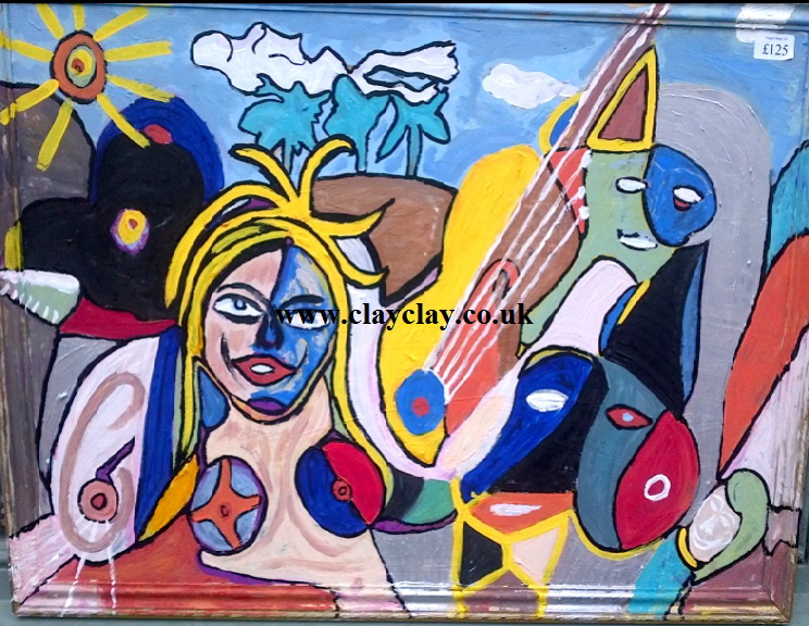�Beauty and Bembridge Beach� by BB Bango. Acrylic on cardboard, framed.  90*60cm �125.  Also postcards available. This picture painted 11th April 2013 is influenced by Sheri Salin. 