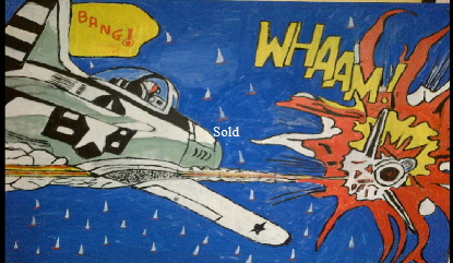 Wham  (after Roy Lichtenstein) by Bango 90 by 60cm acrylic on canvas 135 On display ClayClay shop