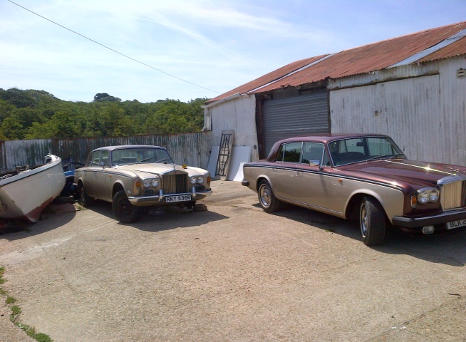 Bentley T2 and Rolls-Royce Silver Shadow 1 .Both Walnut over Silver Sands .