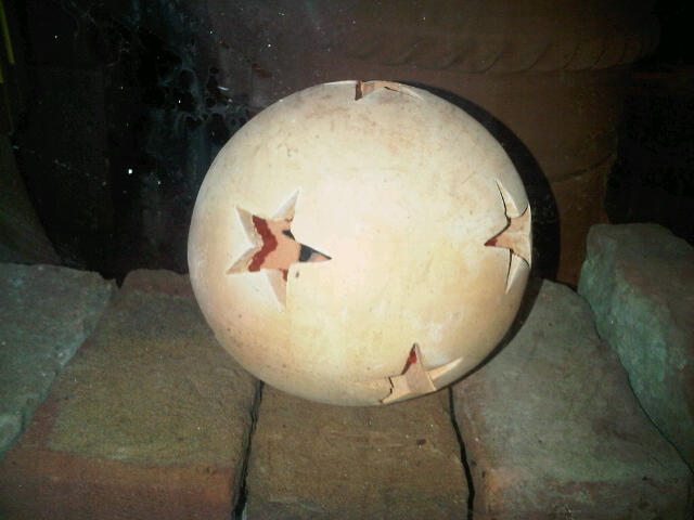 Terracotta Star Light. 15 cm Diameter, 14 cm Height. Great for Christmas. Stick a tealight in it for that extra sparkle. £7.99 in stock in the shop.