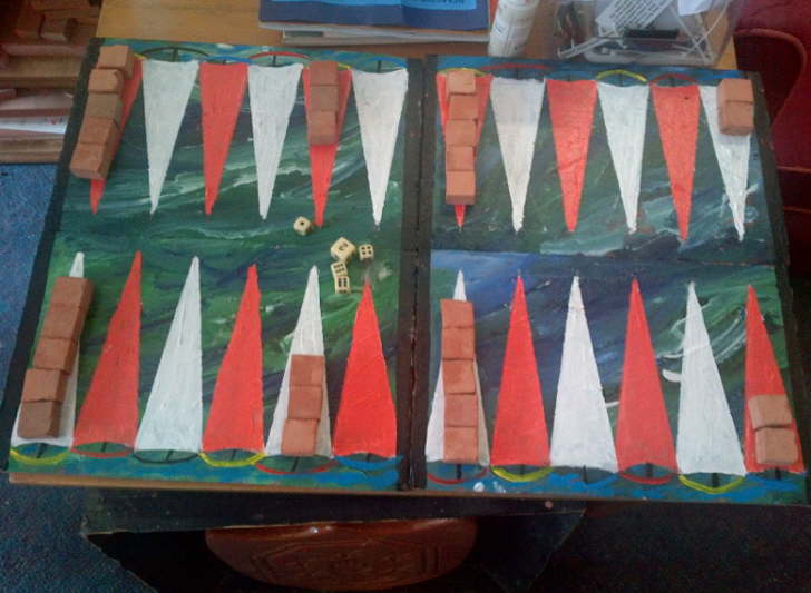 Backgammon set 400*600 peronalised Acrylic on Terracotta tiles �34 Can be personalised to your own colours and annotation