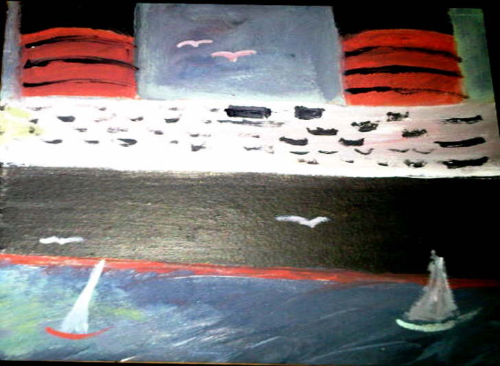 Acrylic on 300*300mm terracotta 1 part of set of 3 Queen Elizabeth liner �22 for set