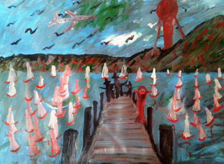 Acrylic on paper Screams 700*510mm SOLD