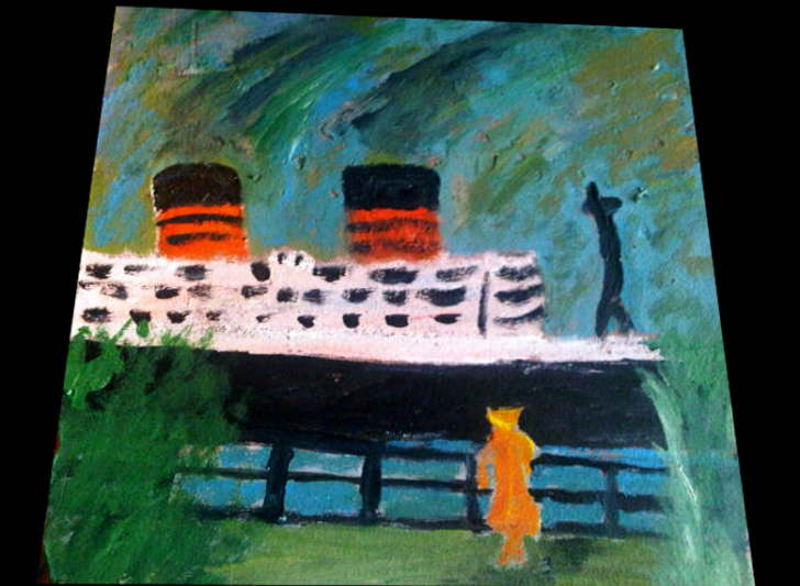 QE1 Acrylic on terracotta 300 by 300mm SOLD