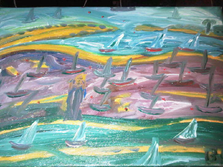 Oil on Canvas Solent Racing 2 Sold