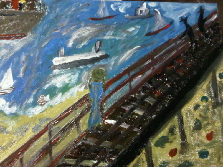 Watercolour on Canvas Scream 2 at Ryde Pier 400*300mm 20
