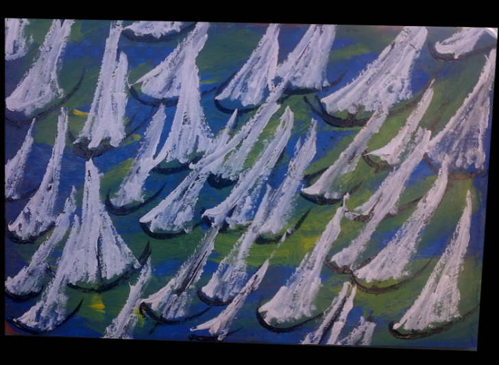 Acrylic on Terracotta 200*300mm Sails 6 15