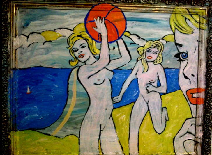 Beach Nudes on Bembridge Beach inspired by Roy Lichtenstein 590*900mm �85 Can be personalised to your own colours and annotation