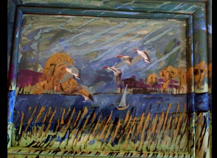 Acrylic on cardboard Ducks over Water Framed 300*200mm �35 
