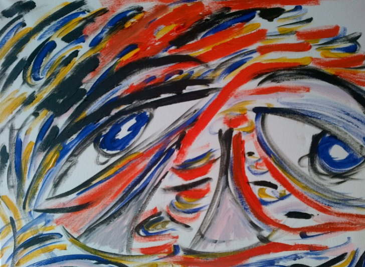 Acrylic on canvas Eyes in Progress Framed 400*500mm �25 