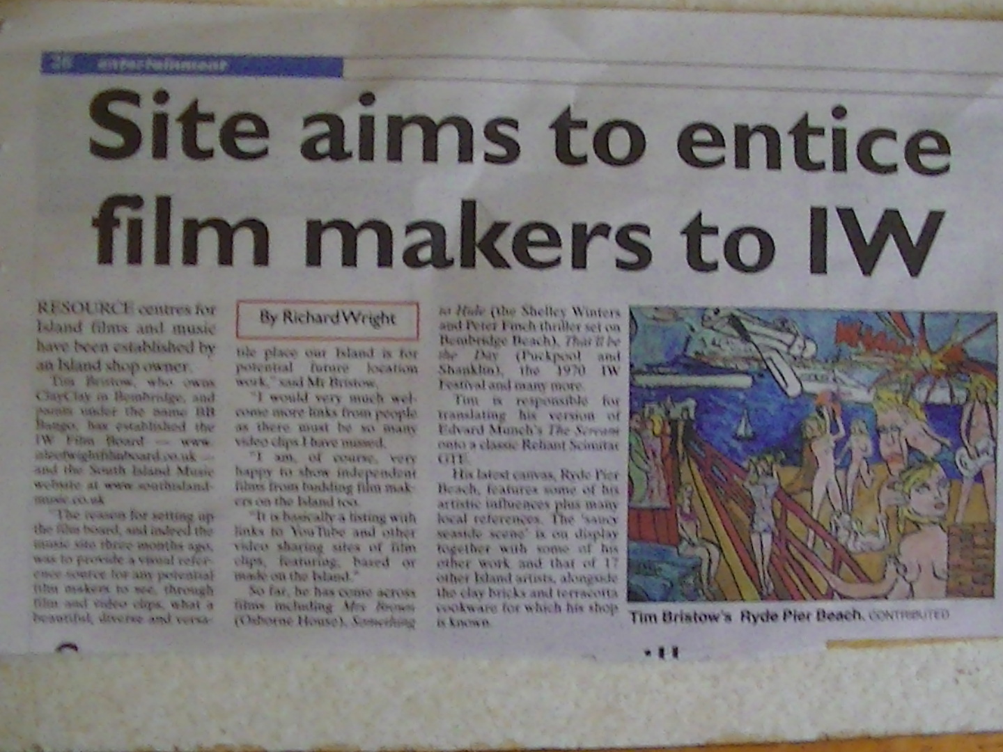 Article in Isle of wight County Press Friday  10th May 2013