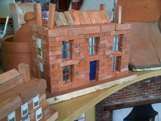 Large Georgian House Clay Clay Brick Building Kit with glass and metal windows installed. 