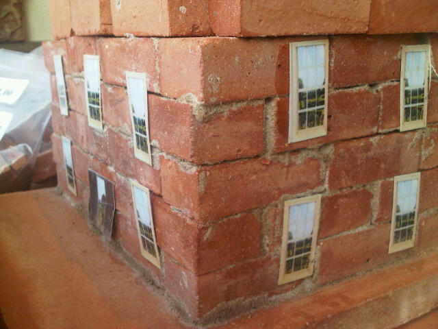 Mortared in Maxi bricks on Georgian House kit using powdered mortar