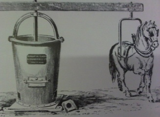 Pugmill for mixing clay - horse powered. Early 19th Century