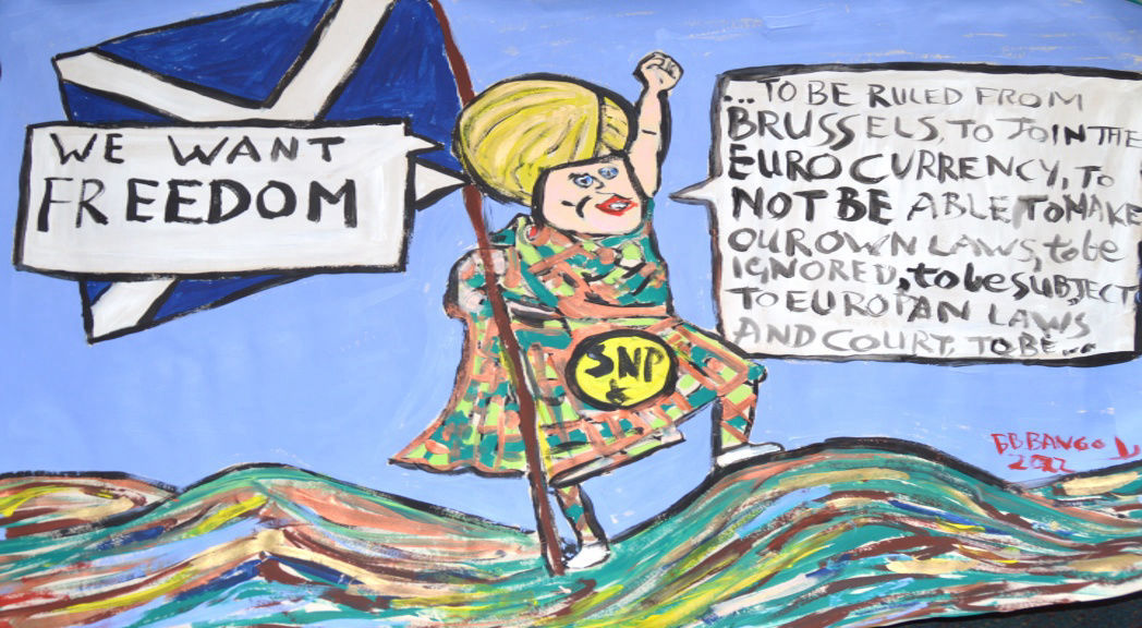 'Nicola Sturgeon' A1 size original poster painting acrylic on paper by BB Bango SOLD. Also as a post card. 