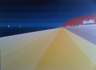 Original art. Bembridge by Suzanne Whitmarsh on  display in the Bembridge ClayClay Shop