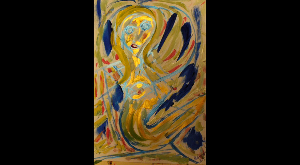 'Swirly nude' Acrylic on paper A3 size by BB Bango £45