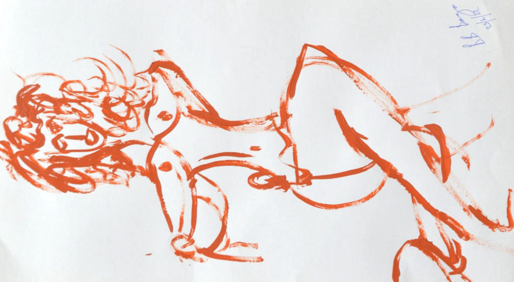 'Bra off pin up 2' A3 size Acrylic on paper by BB Bango £30