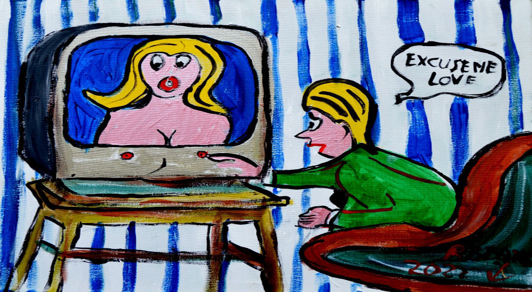 'Excuse me Love' 39 by 49cm Acrylic on Canvas by BB Bango £60