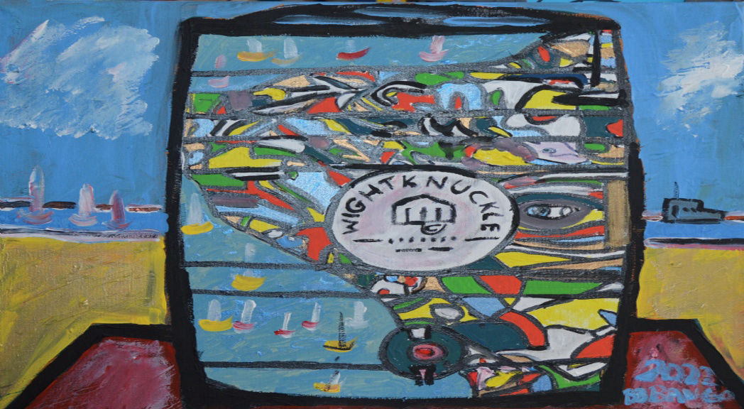 'Wight Knuckle Keg' 39 by 49cm Acrylic on Canvas by BB Bango. Commission by Wight Knuckle brewery in Bembridge, Isle of Wight